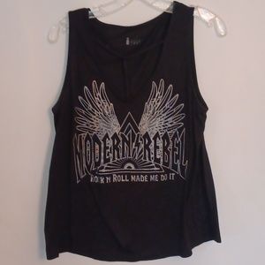 FYE Dlux Tank Size Medium Color Black with Metallic Silver Design